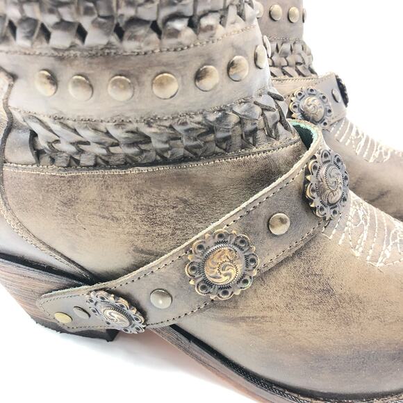 Corral Womens Faded/Greige Studs Woven & Straps Ankle Boots Multicolor Size 8 - Picture 5 of 11